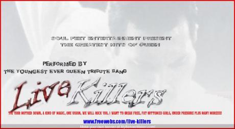 Live Killers A Tribute to Queen band flyer